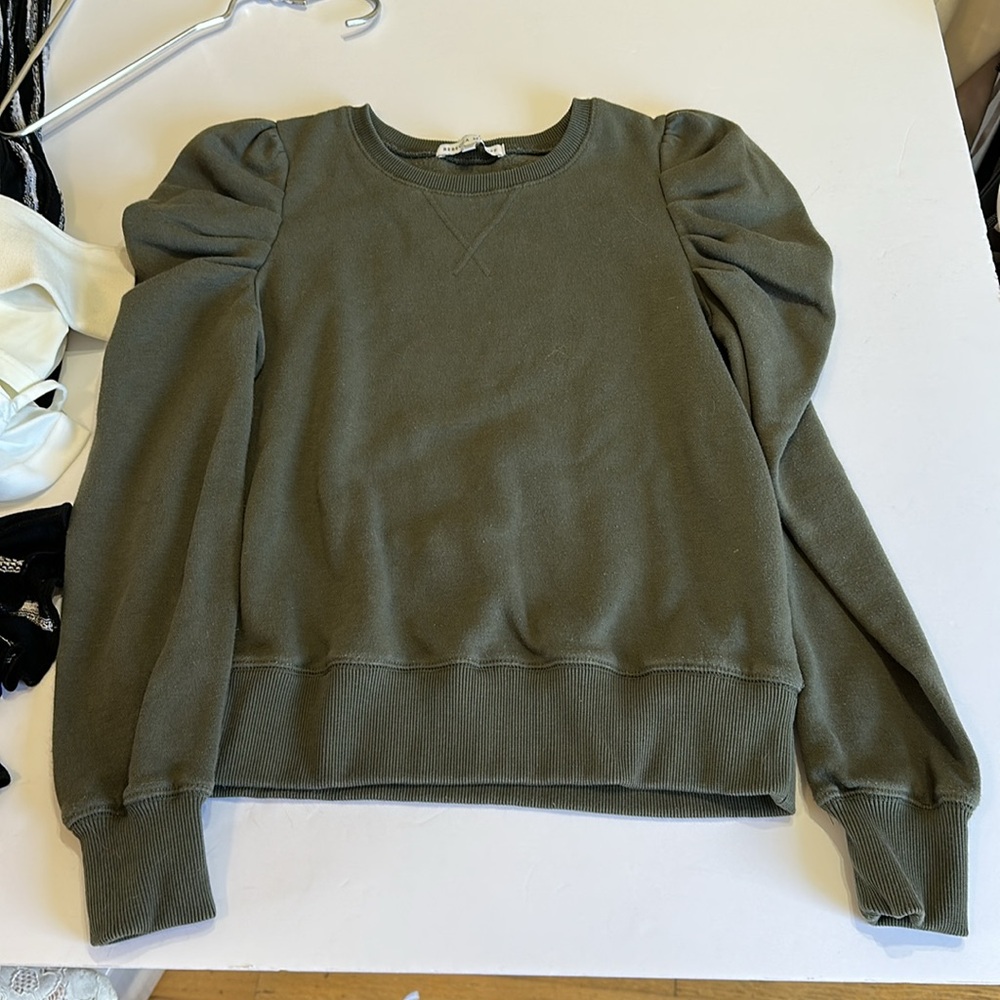 Rebecca Minkoff green Puff Sleeve Sweatshirt